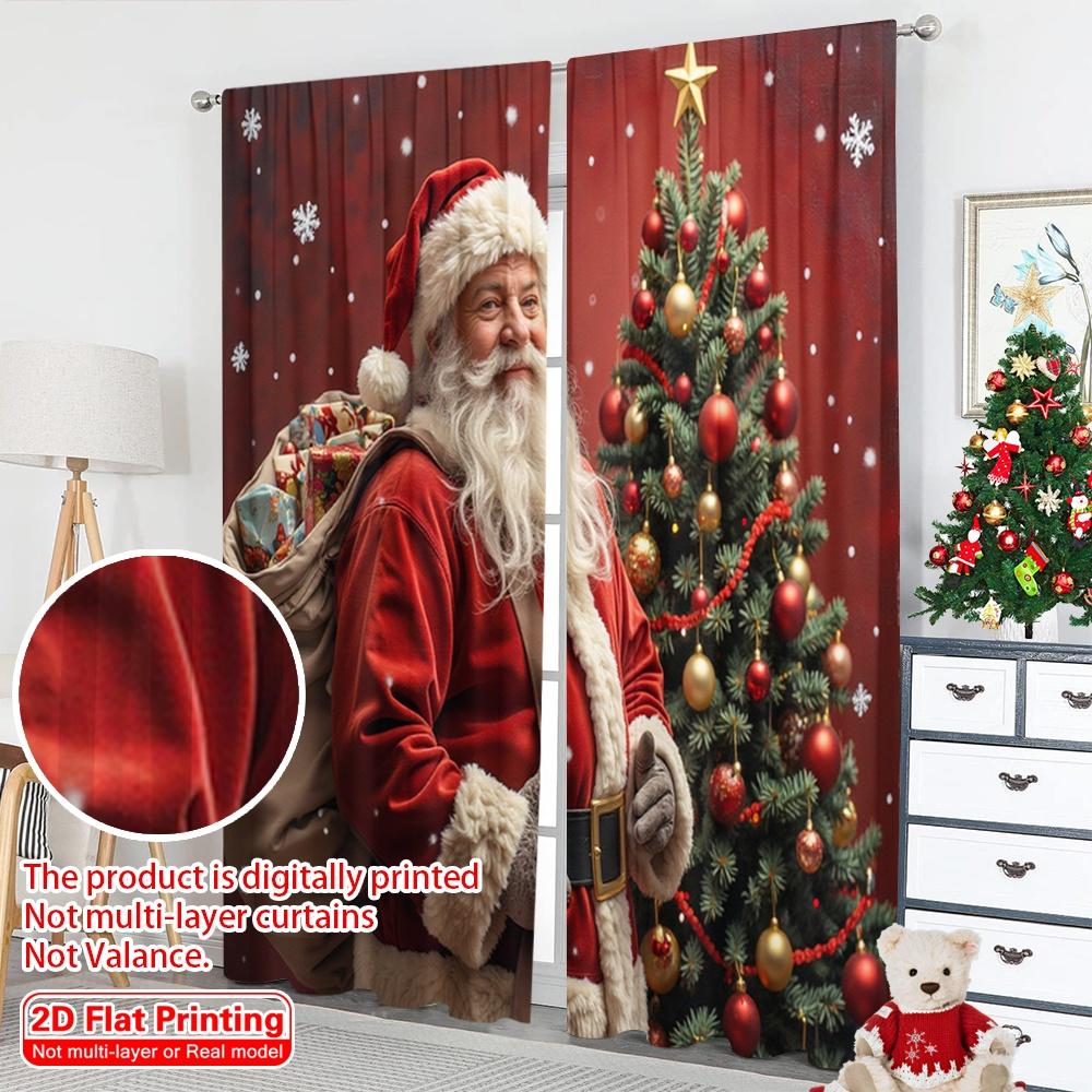 2pcs 2D flat printing Merry Christmas Popular Drapes Santa Claus Christmas Gifts Bag Fabric Without Electricity Festive Wall