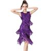 Vestido de Baile con Flecos de Lentejuelas Traje de Actuación en Escenario Latino Eventos de Fiesta