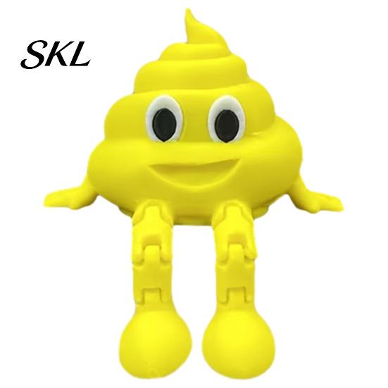 Movable Joint Poop Ornament 3D Printed Figurines with Articulated Legs, Cute Desk Shelf Sitter Figure Statues, Joints Fidgety Toy for Home Office