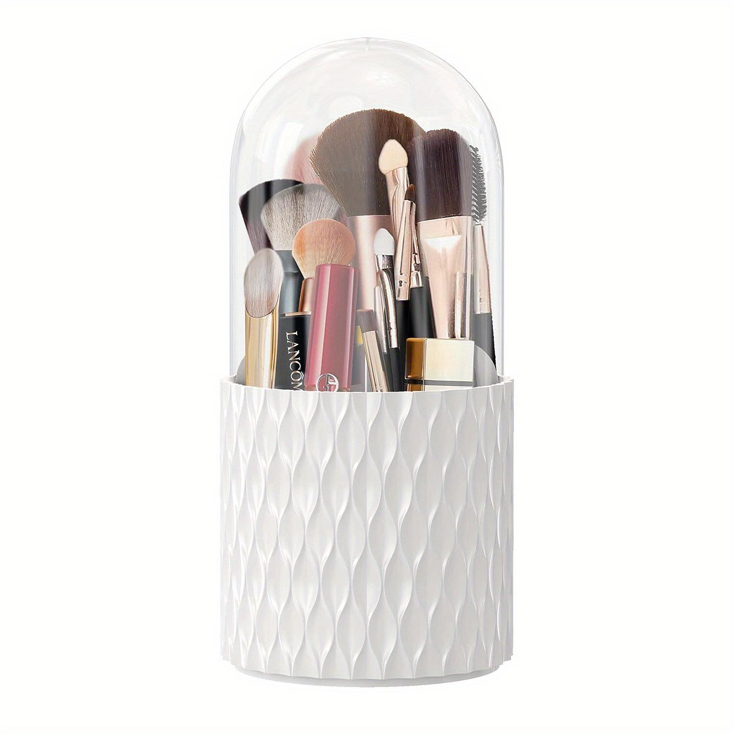 

1pc Makeup Brush Holder [Upgrade]360 Rotating Cosmetics Make up Brush Organizer Storage with Lid for Vanity