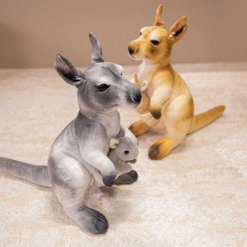 35cm Kawaii Simulation Kangaroo Plush Toys Soft Stuffed Animals Pillow Funny Mother Kangaroo for Kids Birthday Xmas Gifts Decor