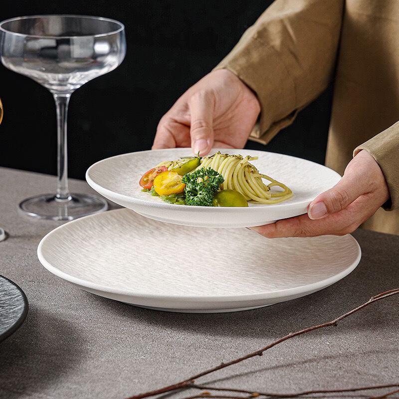 ZISIZ Creative Stone Pattern Ceramic Dinner Plate Set