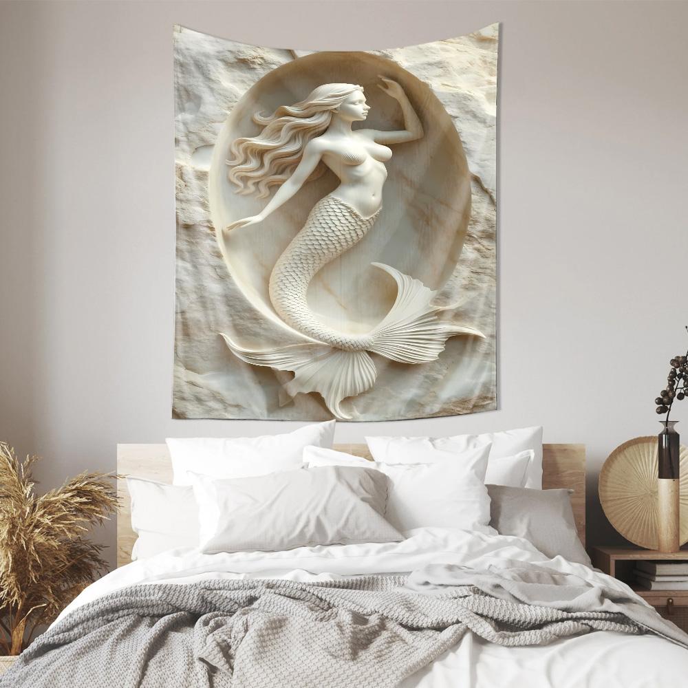 Elegant Mermaid 3D Embossed Tapestry Beautiful Living RoomBedroom Decor Painting New Art Wall Ornament