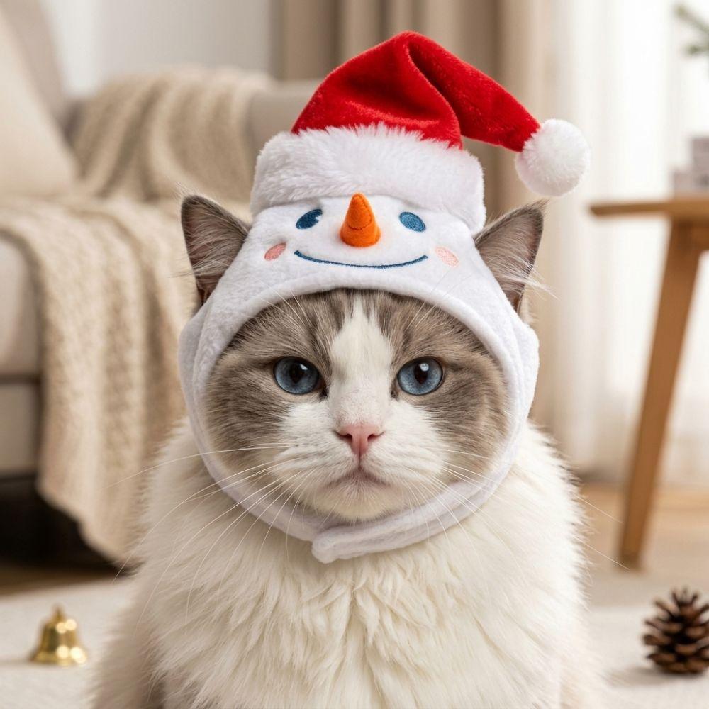 Adjustable Dog Xmas Plush Hat Skin Friendly Cat Costume Headwear Pet Dress Up