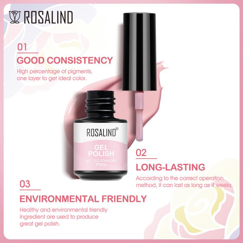 ROSALIND 150 Colors Mini Nail Gel Polish Soak Off UV Gel Nail Polish Long Lasting Base Top Gel Polish Temperature Cat Eye Glitter Nail Gel Glue