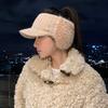 Can tie a ponytail to keep warm, thickened outdoor running, no top cap, empty top wool hat, women's autumn and winter plain and versatile