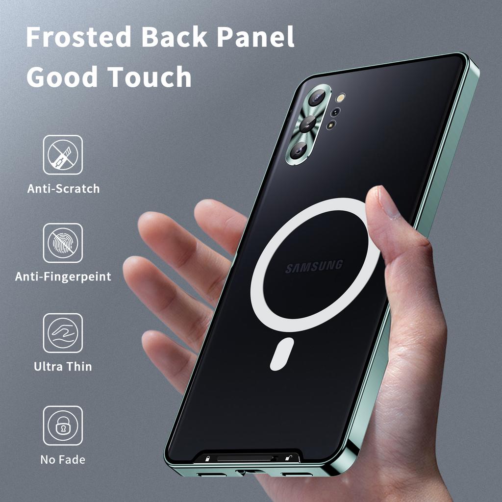 Anti-scratch Phone Cover For Samsung Galaxy Note 10 Plus 4G Metal Edge+Lens Protection Matte Phone Case