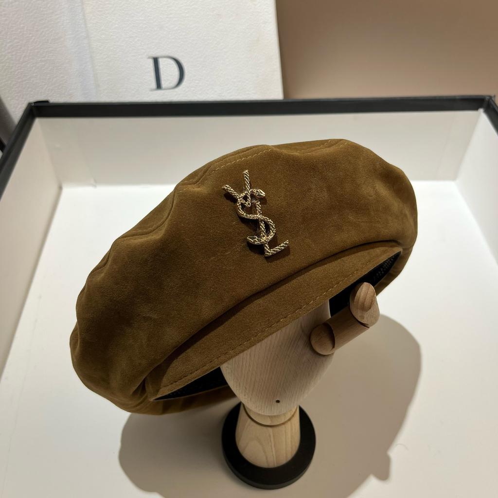 Vsl Paris Catwalk Autumn Octagonal Beret High Quality Big Hat Frosted Leather Painter Hat