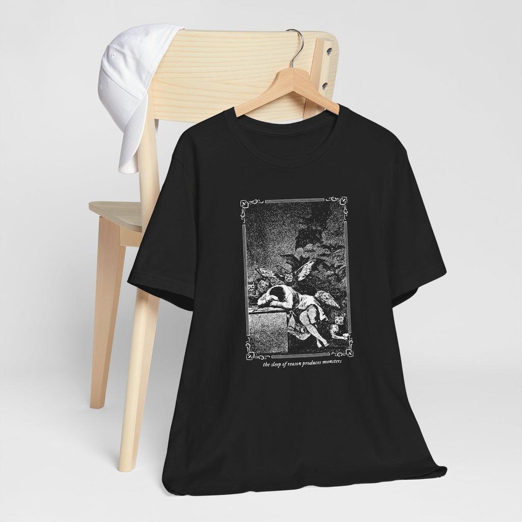 The Sleep of Reason Produces Monsters, Gothic Philosophy T-Shirt, Francisco Goya Art Tee, Bataille, Vintage Gothic Clothing