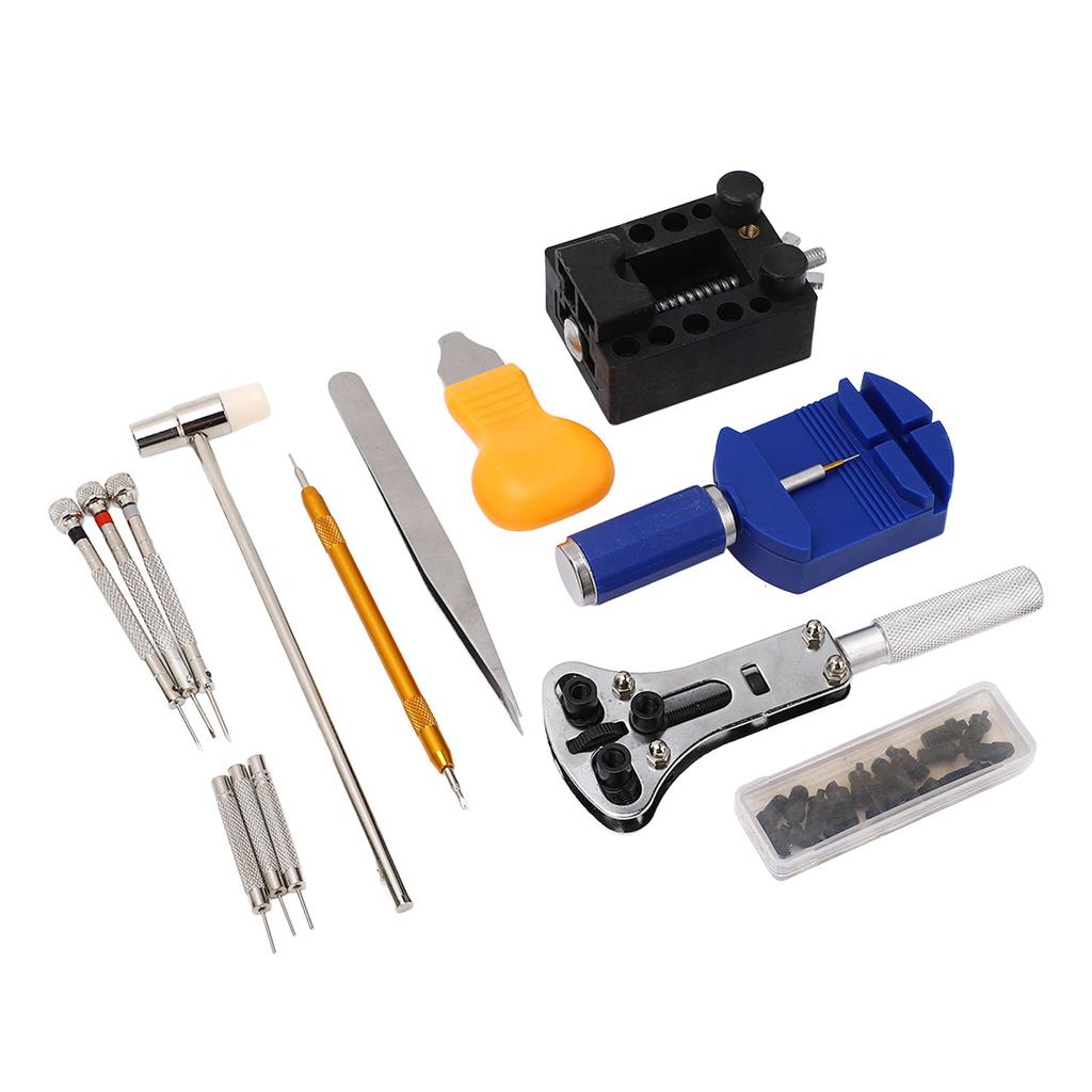 Watch Repair Tool Stainless Steel Watch Battery Replacement Tool Kit with Canvas Case