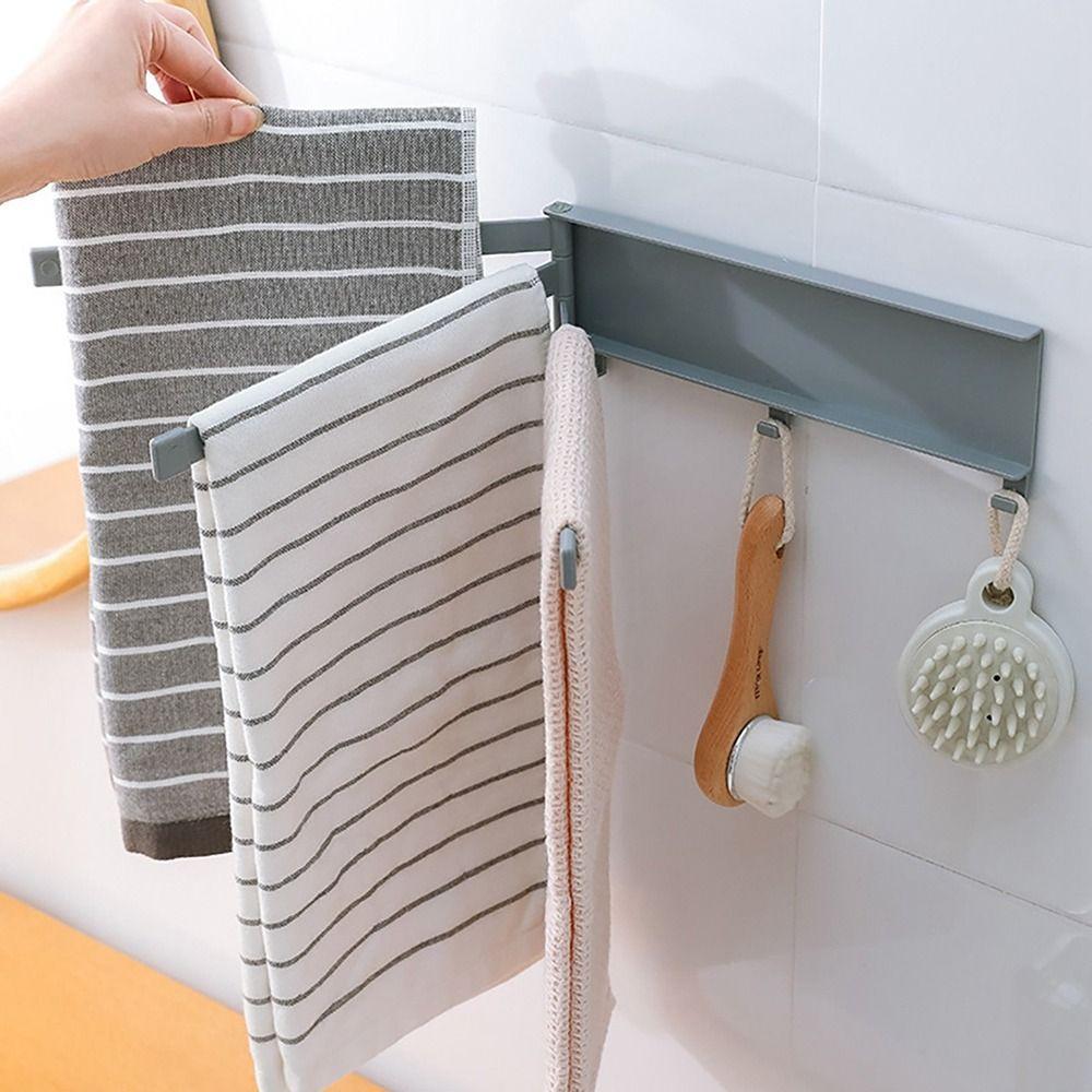

Space Saving Plastic Swivel Towel Rack Wall Mounted Rotating Towel Rack Kitchen