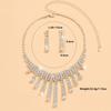 Women Chain Crystal Tassel Earrings Necklace Jewelry Set Wedding Banquet Party Holiday Gift