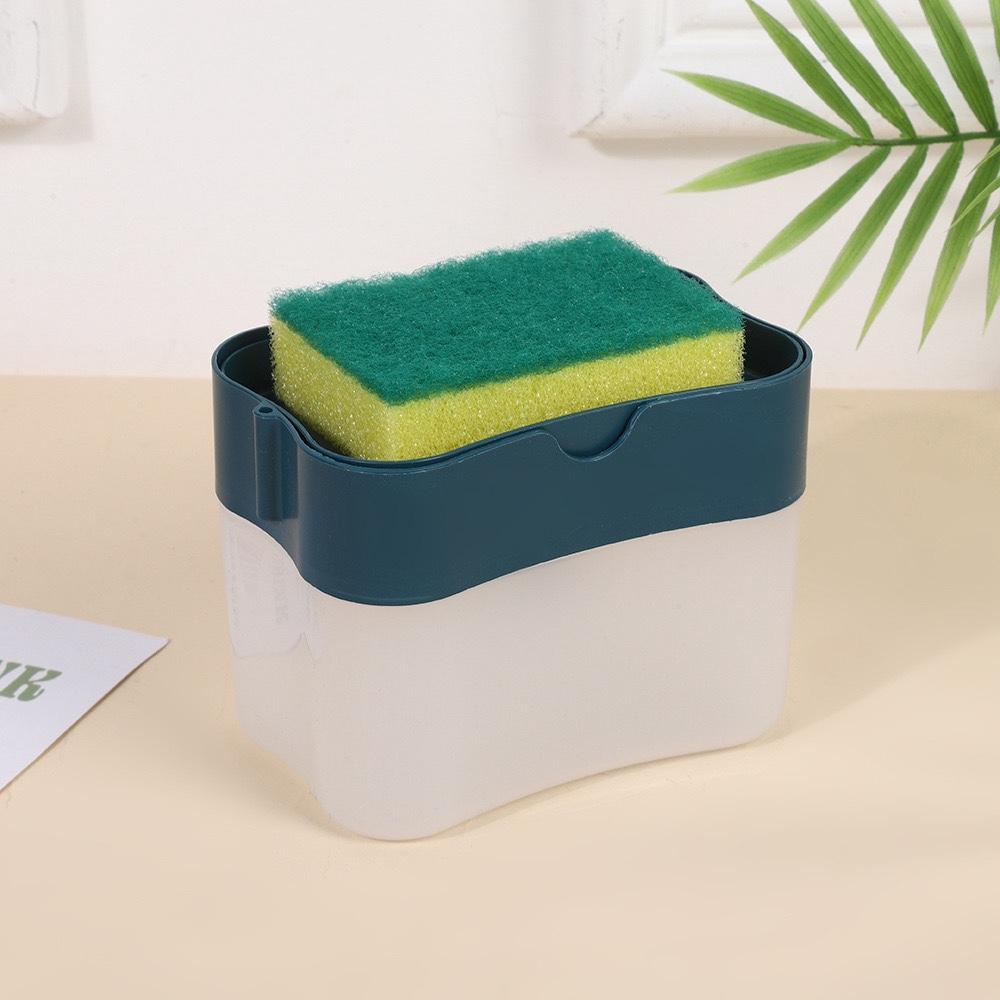 HOMZY Press Soap Dispenser Box Scrubbing Liquid Container Kitchen Bathroom Automatic Detergent Foam Delivery Box with Sponge Holder