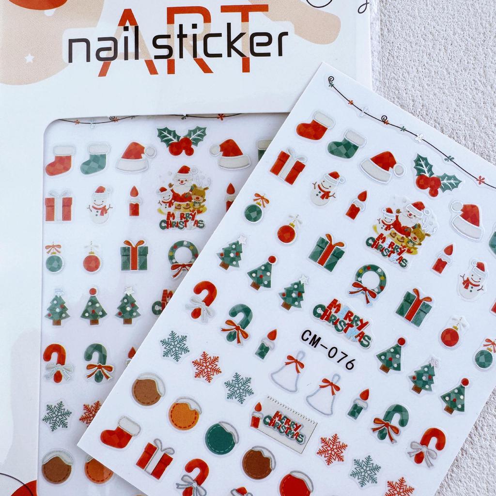 Silver Snowflake Santa Nail Stickers - Cross-Border Hot Seller Christmas Decor