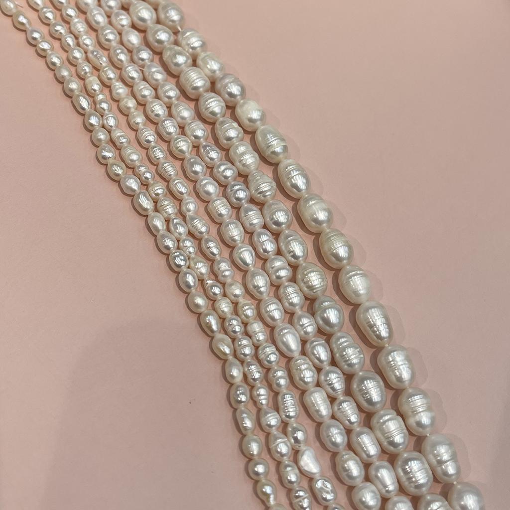 1 String A Natural White Freshwater Rice Pearls Multi Sizes, 36cm Strand, Quality Craft Beads for Custom Handmade Jewellery Projects