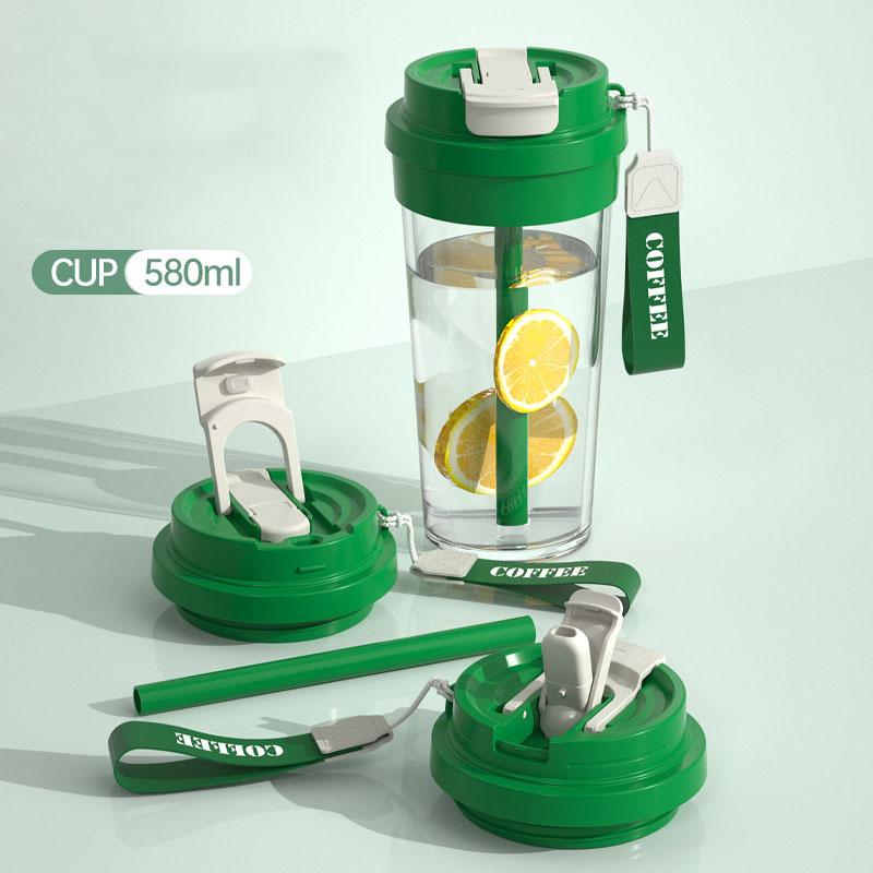 Large Capacity Coffee Cup Sports Straw Plastic Water Cup Children Students Couples Portable Cups Water Bottle