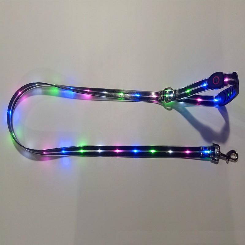 Pet Dog LED Light UP Leash USB Rechargeable PVC With Webbing Glowing Pet Leash Light Up Puppy Dog Night Walking No Collar