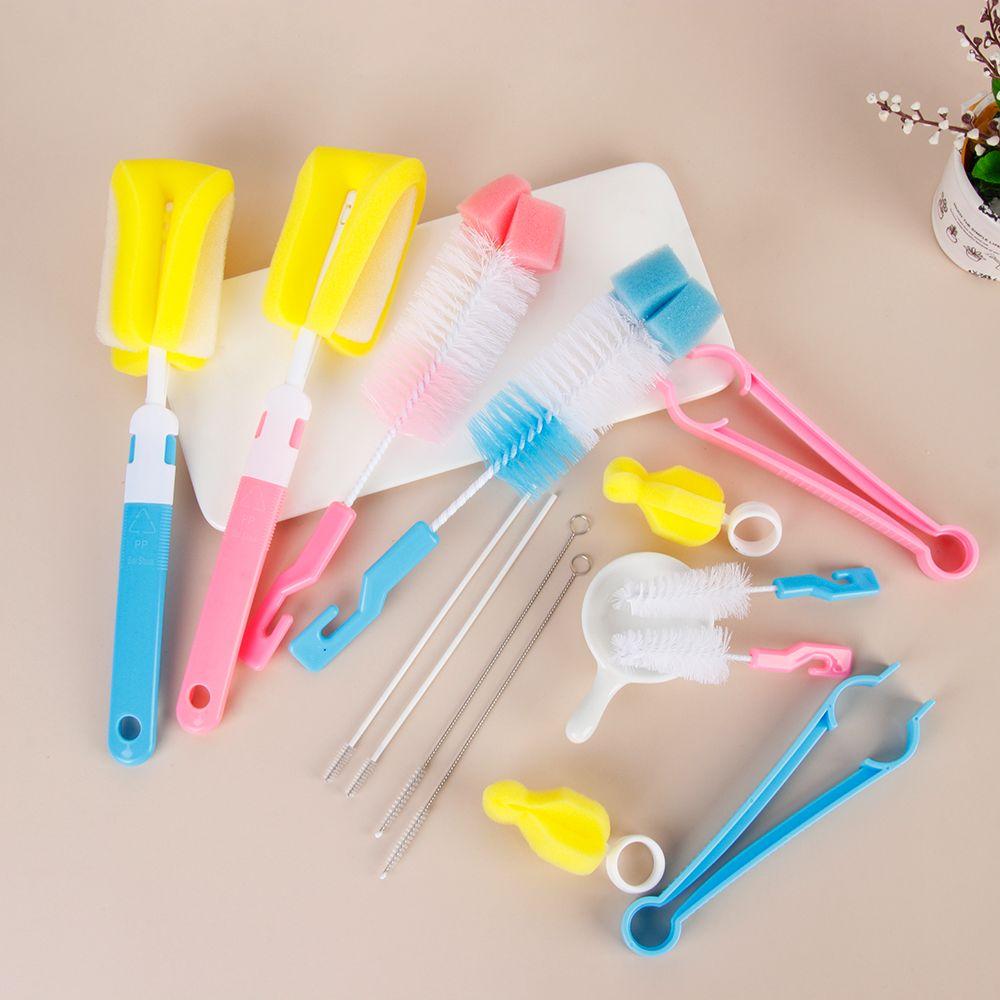 7pcs Home Spout Cup 360-degree Bottle Brush Baby Nipple Rotating Clean Sponge