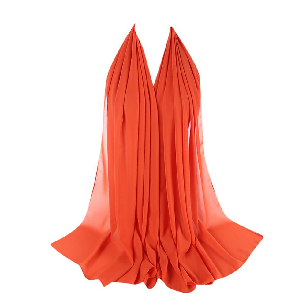 Women Plain Bubble Chiffon Scarf Hijab Wrap  Shawls Headband Muslim Hijabs