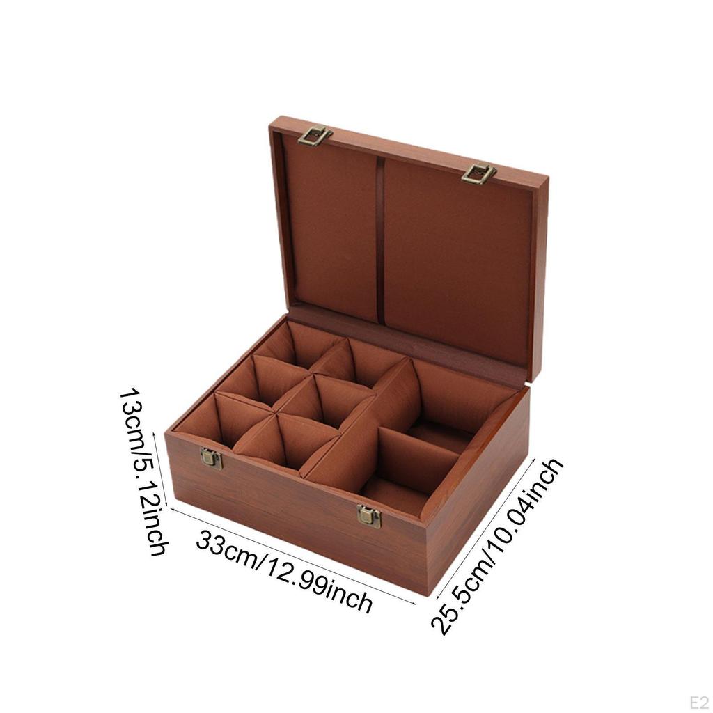 Original Solid Wood Tea Box with Optimized Space for Cups And Teapots, Secure Closure, Soft