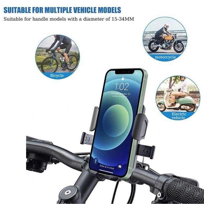 Support Téléphone Vélo Moto Trottinette, Ajustable Réglable Rotatif 360° Stable - Noir