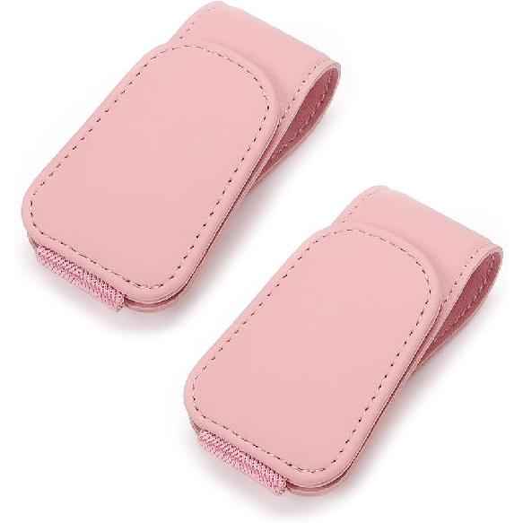 2Pcs Sunglass Holder For Car, Magnetic Leather Eyeglass Hanger Clip For Car Sun Visor, Sunglasses Holder And Ticket Card Clip For Car Visor