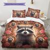 RoseAnimalPortraits Pattern Bedding Quilt Set Quilt Cover Pillowcase Home Decoration Birthday Gift (1 * duvet cover + 2 * pillowcase, without core)
