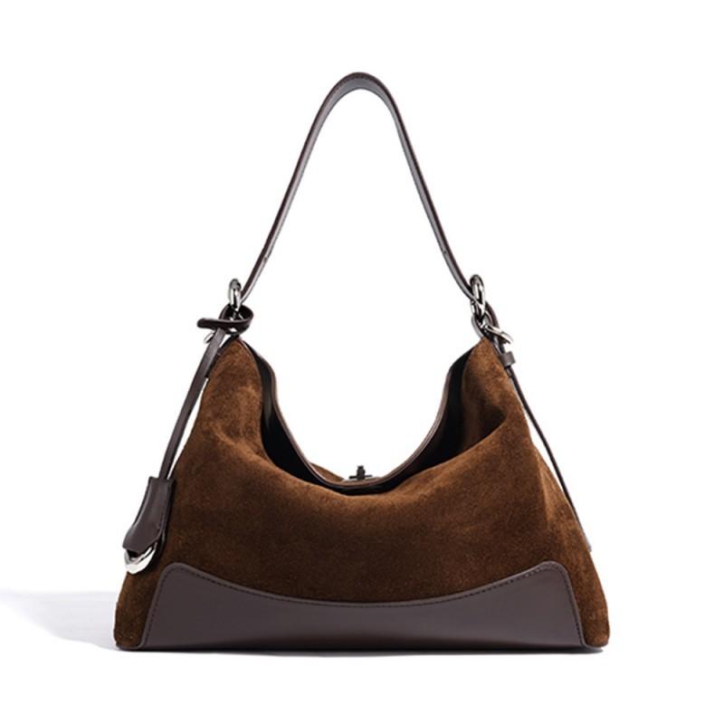 

High End Classic Fashionable Women s Bag Simple Leather Handbag Versatile Commuting Shoulder Cowhide Crossbody 29x12x20cm темно-коричневого