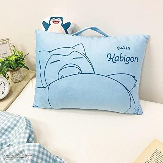 MORIPiLO Pillow Body Pokémon Snorlax Mascot Compact Cushion Goods Plush Toy Nap 28x39x9cm (Snorlax Blue) Character Morishita