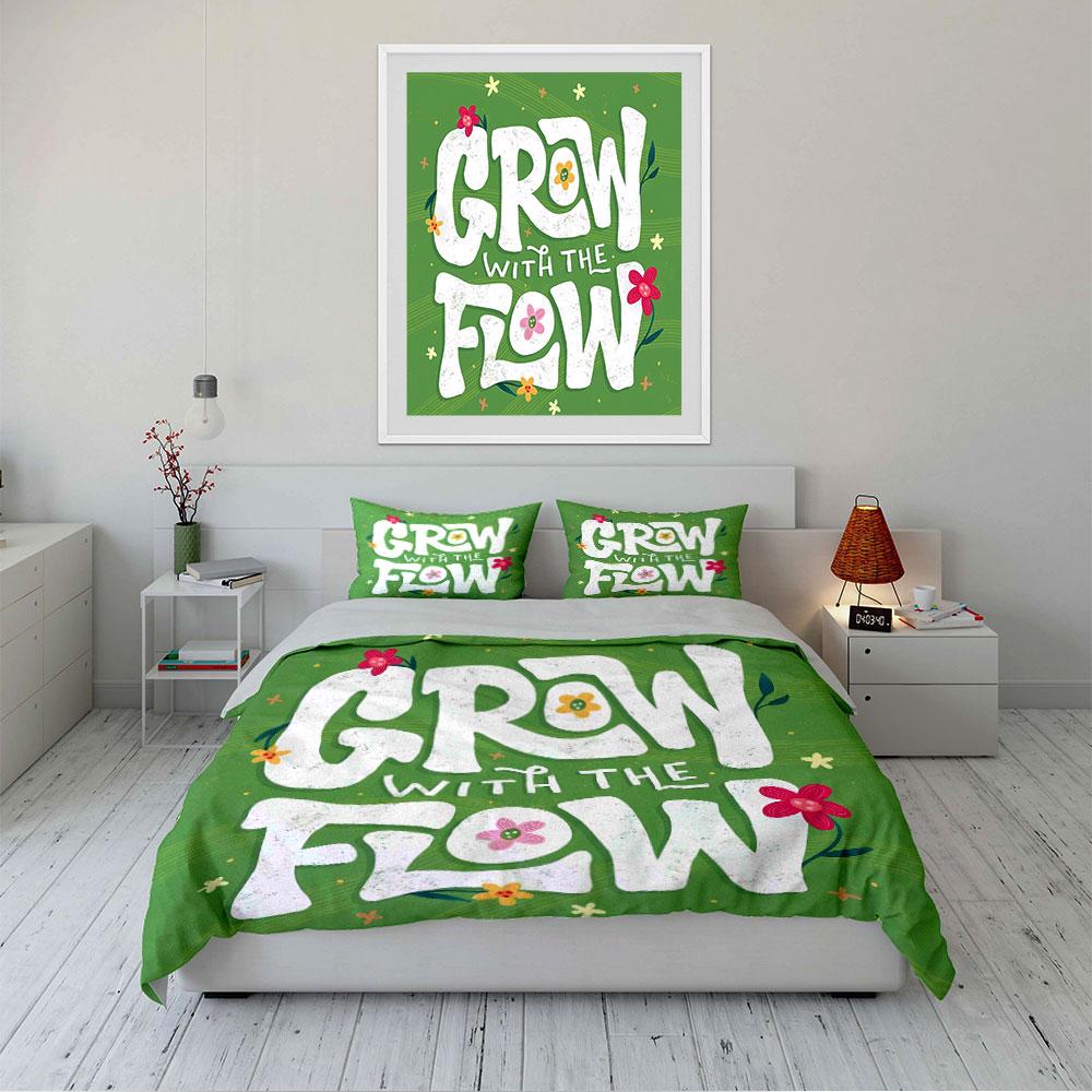 Grow with the Flow Design Bedding Duvet Cover Set Duvet Cover Pillowcases  (1*Duvet Cover 2*Pillowcases, Without Duvet Insert)