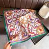 Luxury Vintage Printed Silk Like Square Scarf For Women