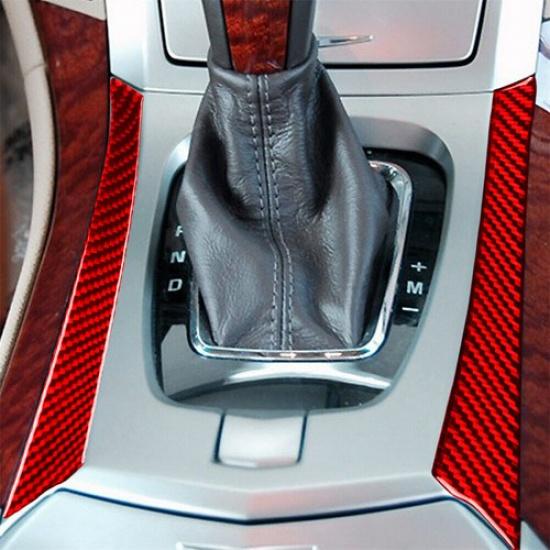 2pcs For Cadillac CTS 08-13 Red Carbon Fiber Center Console Side Interior Trim