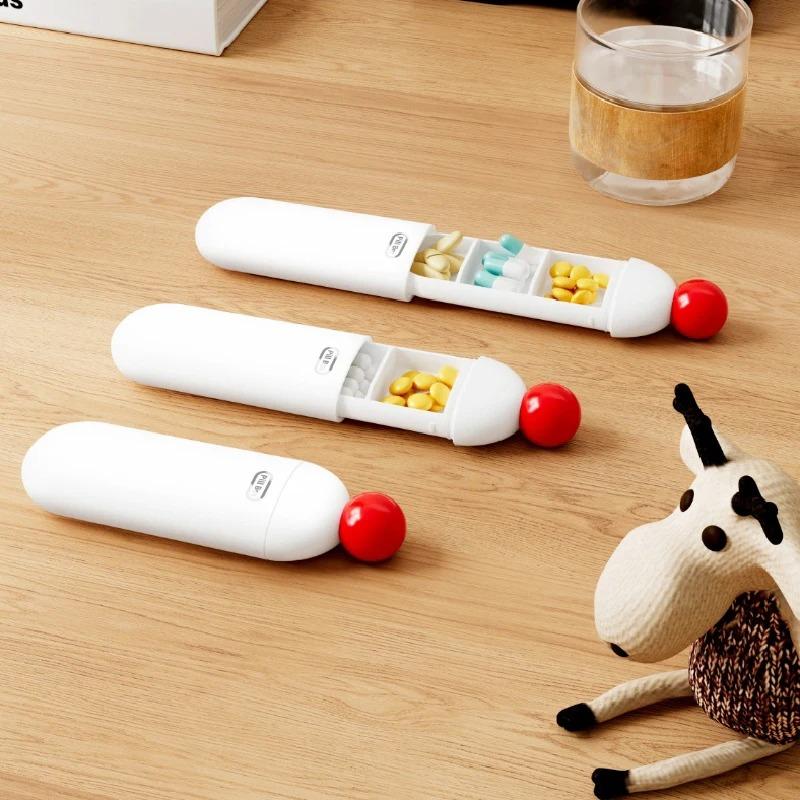 1 Stück tragbare Reise-Medikamentenbox mit drei Fächern, kompakter, langlebiger Aufbewahrungsbehälter für Tabletten, Vitamine und Nahrungsergänzungsmittel