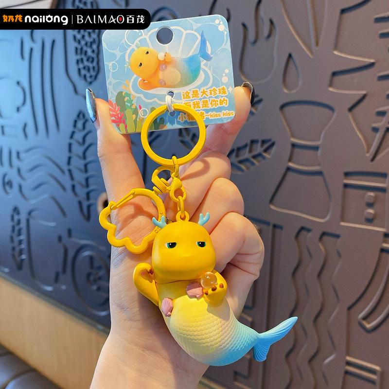 Милый Нейлоновый Брелок Мультяшный Аниме Забавный Молочный Дракон Кукла Брелок Подвеска на Рюкзак для Подарка на День Рождения Девушке