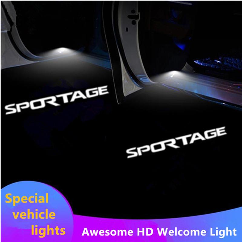 XKHI6 Ghost Projectors For Sportage Door Light Car Badge Logo Light For Kia Sportage JA JE SL QL Car Style Welcome Light Puddle Lamp