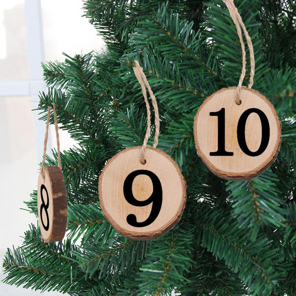 10 Pcs Numbers Wood Circle Hanging Pendant Slice For Wedding Party