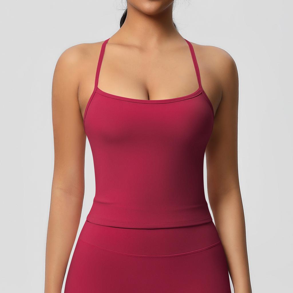 Double Sided Brushed Solid Color Tight Back Long Sports Bra, Running Fitness Yoga Suit, Vest For Women