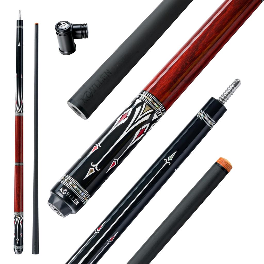 KONLLEN Carbon Fiber Pool Low Hand Professional Adult Pool Cue Cue, 147cm, 12.5mm, Deflection, Inlay, Ultra-Smooth Feel,