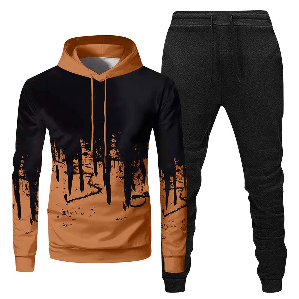 Herren-Sport-Trainingsanzug mit Kapuze, Unisex, zweiteilige Lauf-Outfits, Langarm-Pullover, Hoodies, Sweatshirt + Jogginghose