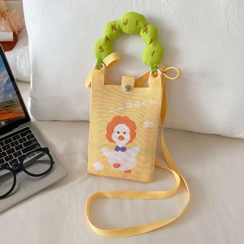 Sommer Damen Niedliche Mini-Tasche Vielseitige Mode Handytasche Cartoon Gestrickte Handtasche Umhängetasche Umhängetasche