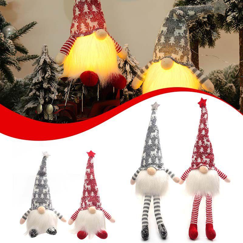 Led Christmas 2pcs Gnomes Plush Santa Doll Xmas Gonk Dwarf Decor Ornaments Gifts