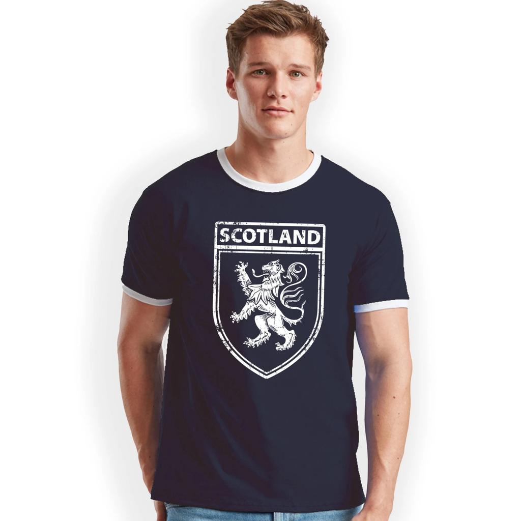 Scotland Shield Large Print Football Ringer T-Shirt Birthday Gift Home Nations