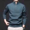 Manzibo Men's Half-Zip Jacquard Knit Stand Collar Sweater - Breathable Casual Autumn/Winter Pullover