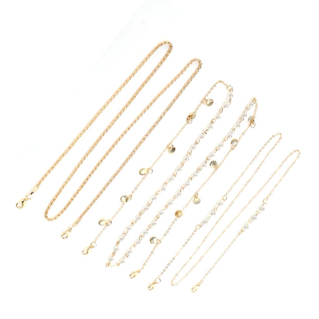 3 Stück Metall Gesichtsmaskenhalter Kette Kunstperle Muschel Anhänger Brillenkette Lanyard