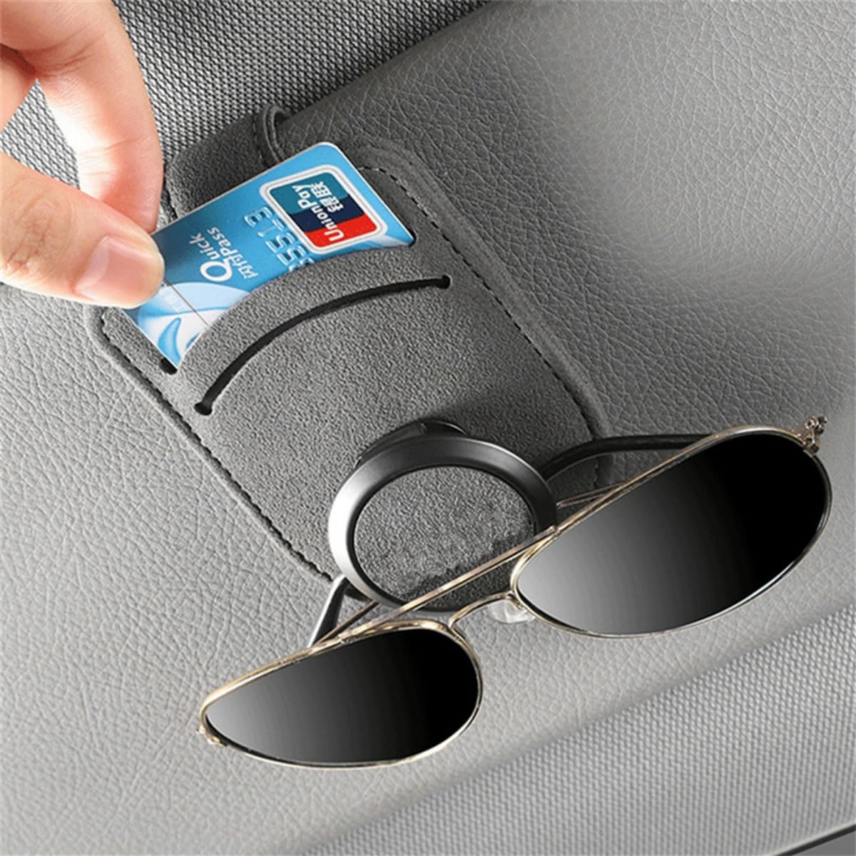 

Raksonic Car Sunglasses Car Glasses Sunglasses Car Sun Visor Card Suede Protects Easy Convenient Car Compatible with Most Vehicles Clip, Pocket, серый