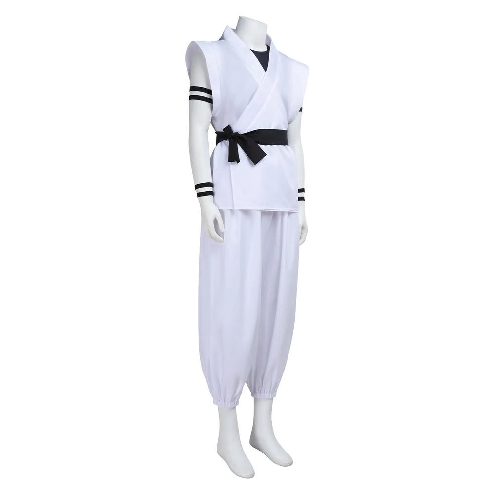 White Kung Fu Suit With Tattoo Stickers Ryomen Sukuna As Megumi Showdown Cosplay Costume Full Set