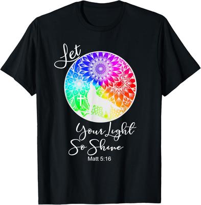 Christian Worship Gift Rainbow Wolf Let Your Light Shine T-Shirt