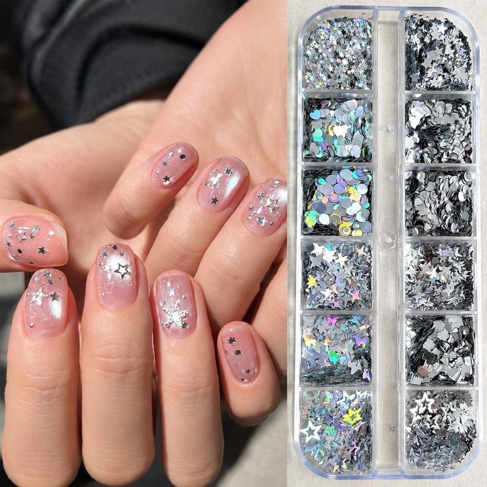 Star Nail Art Sequins Kit Polka Dots Nail Charms Decorations Manicure Accessories