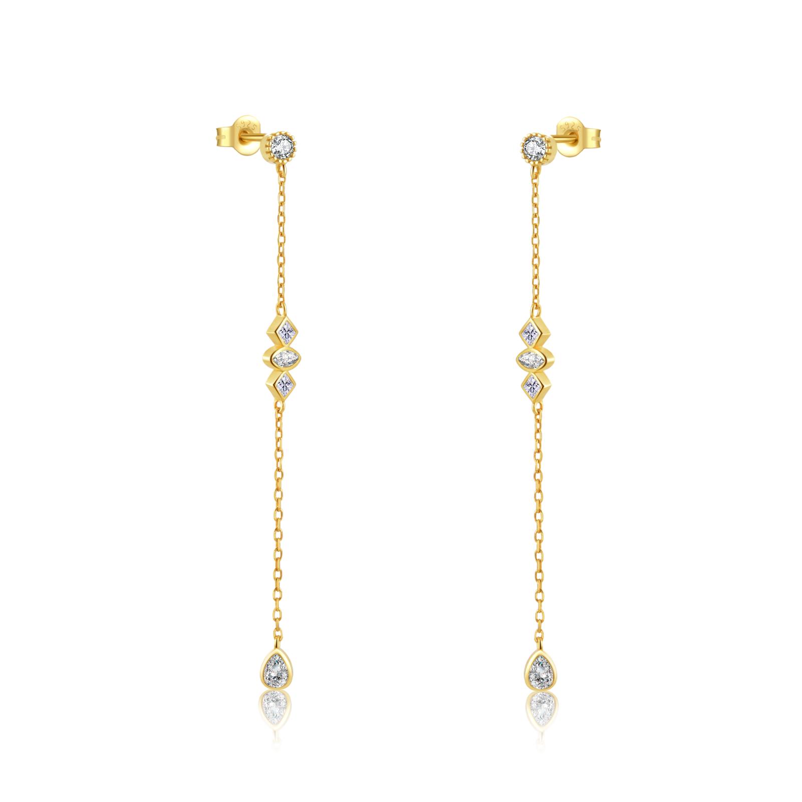 

ANDYWEN 925 пробы серебро длинная цепочка длинные серьги VERTICE кристалл золото пирсинг женские роскошные ювелирные изделия M