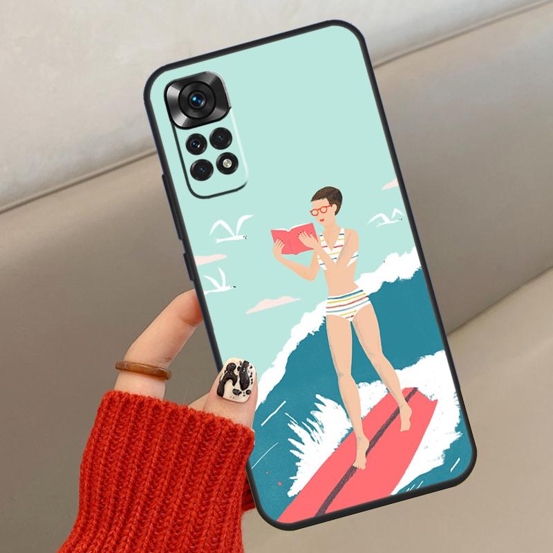 

Surfboard Surfing Surf Girl Case For Xiaomi Redmi Note 14 13 12 11 10 15 Pro Plus Cover For Redmi 15 15C 12C 10C 13C 14C Redmi Note 15 Pro 5G